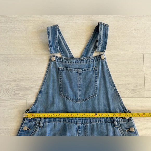 Easel Southern Swag Bohemian Denim Jean Overalls Handkerchief Dress Womens L - Picture 11 of 12